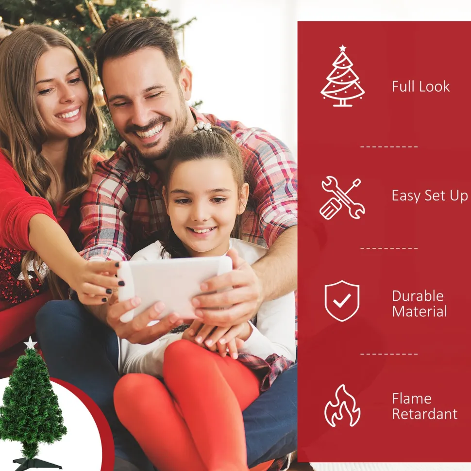 Best The Holiday Aisle 2' 8" H Green Pine Cashmere Christmas Tree With 85 Led Twinkling Lights