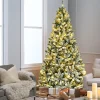Best Sale The Holiday Aisle 7 Feet Pre-Lit Snow Flocked Hinged Christmas Tree With 1116 Tips And Metal Stand