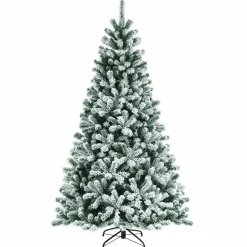 Best Sale The Holiday Aisle 7 Feet Pre-Lit Snow Flocked Hinged Christmas Tree With 1116 Tips And Metal Stand