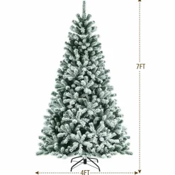 Best Sale The Holiday Aisle 7 Feet Pre-Lit Snow Flocked Hinged Christmas Tree With 1116 Tips And Metal Stand