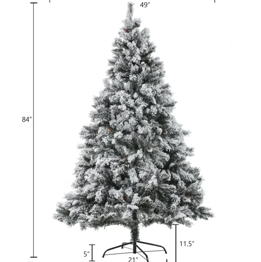 Best The Holiday Aisle 7' Green Pine Flocked Christmas Tree With 350 Led Lights