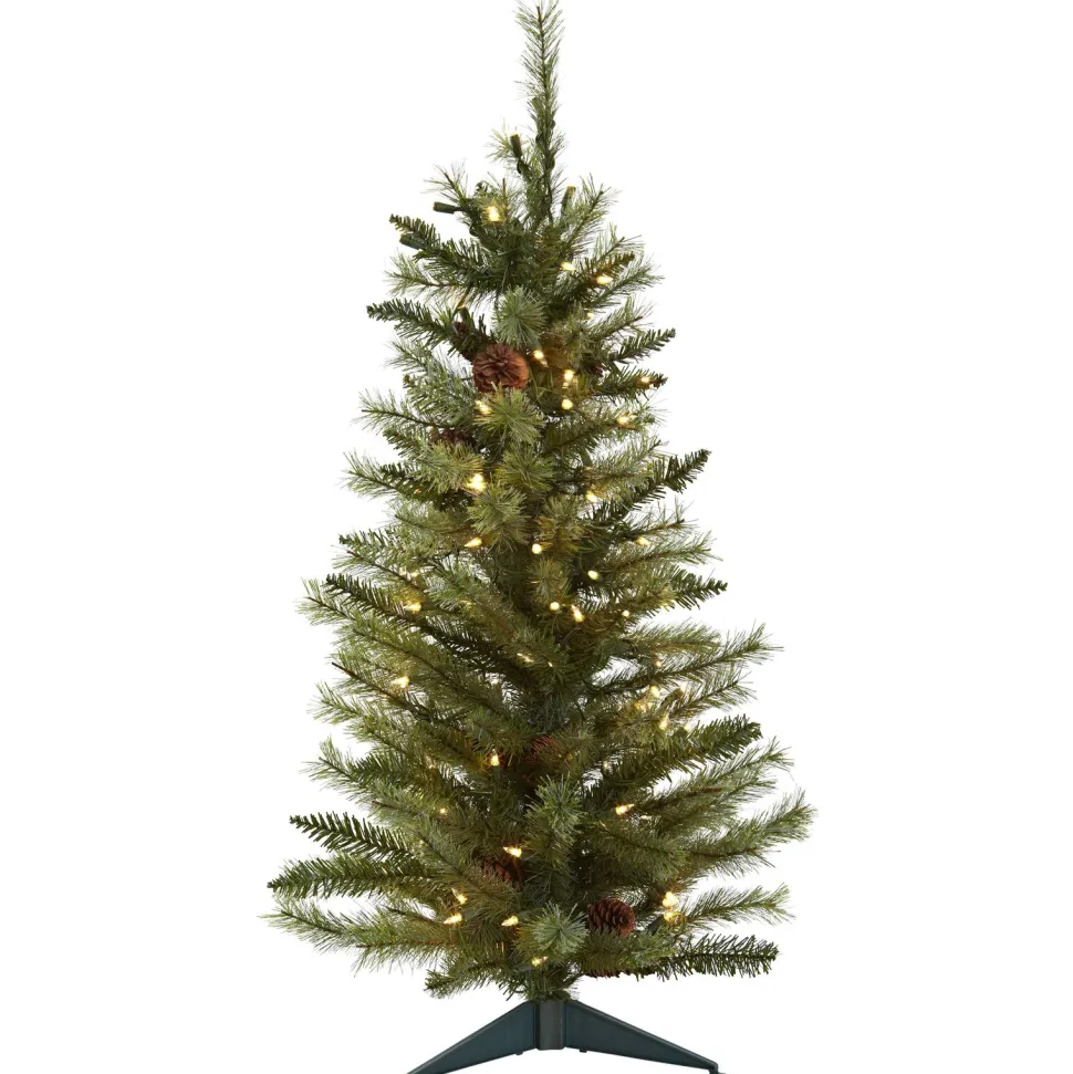 Flash Sale The Holiday Aisle 3' Green Pine Trees Artificial Christmas Tree With 100 Clear Lights