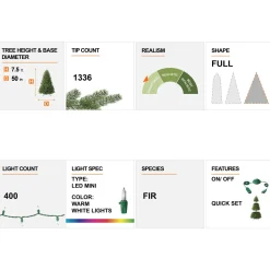 Outlet Rebrilliant 7.5' Green/White Fir Artificial Christmas Tree With 400 Lights