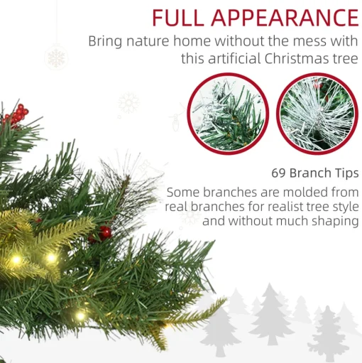 Cheap The Holiday Aisle 4'5" H Extra Full Green Realistic Pine Christmas Tree With 24 Led Lights And Pinecones