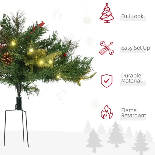 Cheap The Holiday Aisle 4'5" H Extra Full Green Realistic Pine Christmas Tree With 24 Led Lights And Pinecones