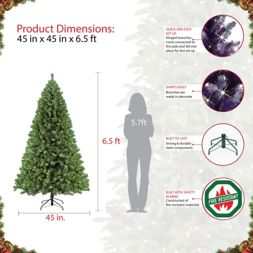 Best The Holiday Aisle 6'6" H Green Fir Christmas Tree With 400 Lights