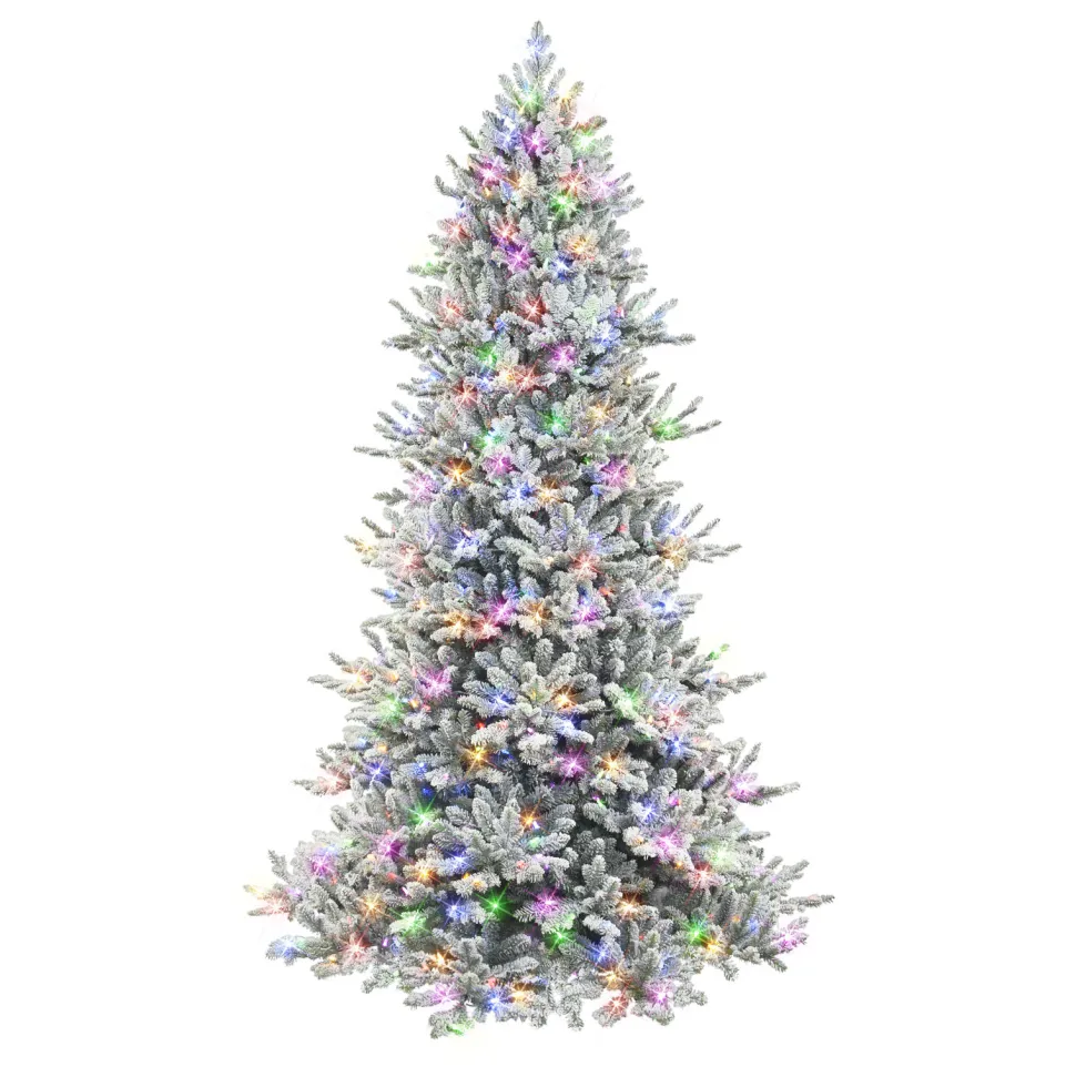 Discount The Holiday Aisle 7'5" H Green Realistic Artificial Fir Flocked/Frosted Christmas Tree With 700 Led Color Changing/Combination Lights