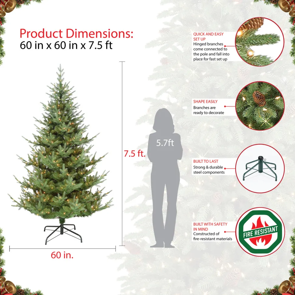 Outlet The Holiday Aisle 7'6" H Green Realistic Artificial Spruce Christmas Tree With 450 Lights