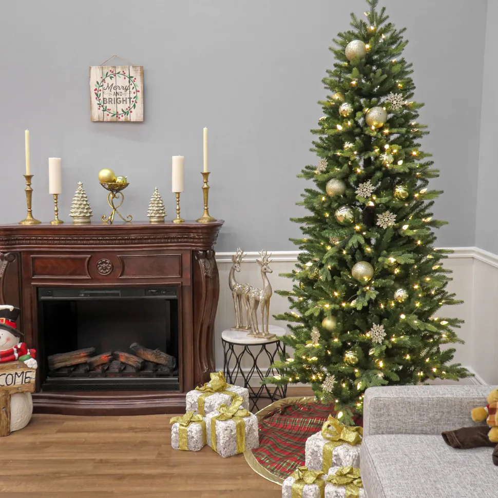 Discount The Holiday Aisle 7.5' H Green Realistic Pine Cashmere Christmas Tree With 350 Led Lights