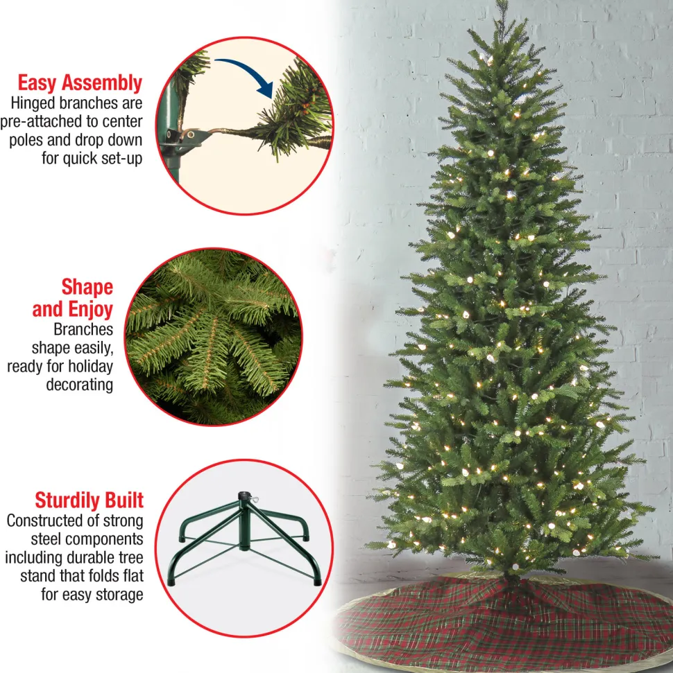 Discount The Holiday Aisle 7.5' H Green Realistic Pine Cashmere Christmas Tree With 350 Led Lights