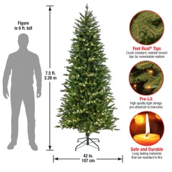Discount The Holiday Aisle 7.5' H Green Realistic Pine Cashmere Christmas Tree With 350 Led Lights