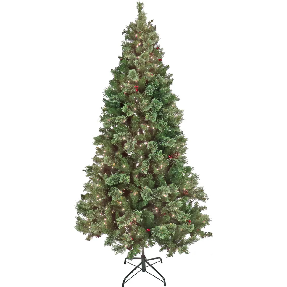 Hot The Holiday Aisle 90" H Regular Artificial Pvc Pine Cashmere Christmas Tree 550 Led Steady/Constant Lights And Pinecones