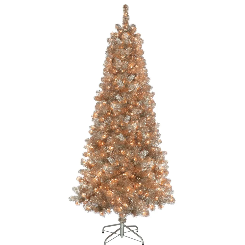Best The Holiday Aisle 78" H Rose Gold Realistic Pine Christmas Tree With 400 Incandescent Steady/Constant Lights