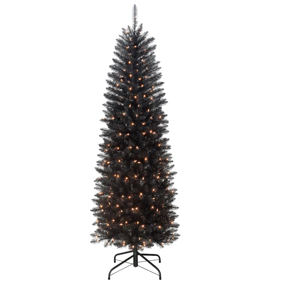 Best Sale Three Posts 7'6" H Slender Black Fir Christmas Tree With 250 Lights