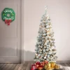 Best The Holiday Aisle 5'11'' H Slender Green Pine Flocked/Frosted Christmas Tree With 250 Lights