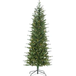 Fashion The Holiday Aisle 6'5" H Slender Green Realistic Artificial Pine Christmas Tree With 150 Lights