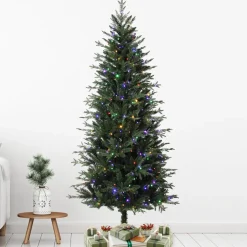 Fashion Haute Decor 6'6" H Slender Green Realistic Artificial Fir Christmas Tree With 350 Led Color Changing/Combination Lights