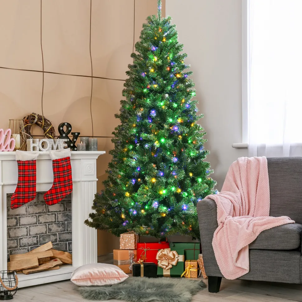 Discount The Holiday Aisle 96'' H Slender Green Spruce Christmas Tree With 600 Led Color Changing/Combination Lights