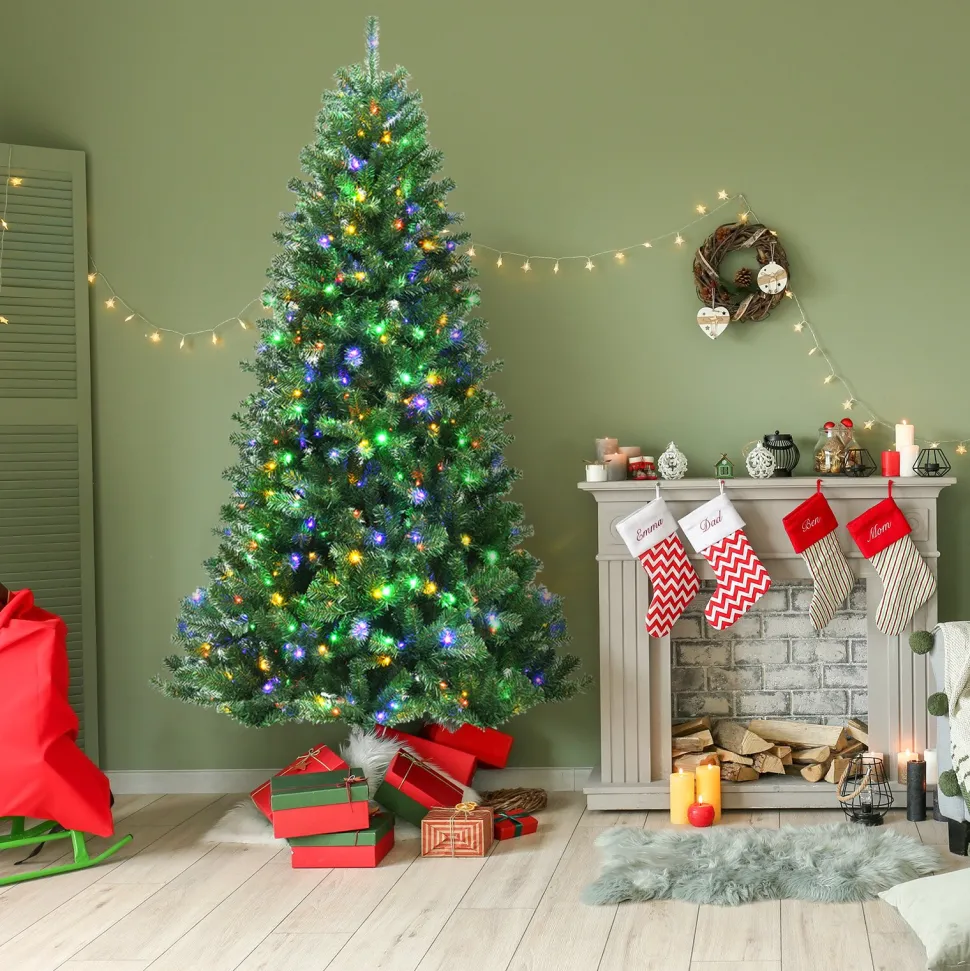 Discount The Holiday Aisle 96'' H Slender Green Spruce Christmas Tree With 600 Led Color Changing/Combination Lights