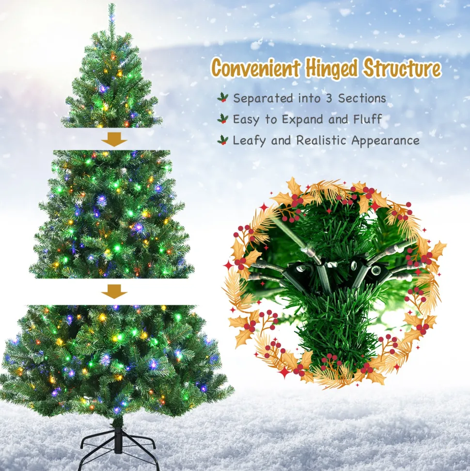 Discount The Holiday Aisle 96'' H Slender Green Spruce Christmas Tree With 600 Led Color Changing/Combination Lights