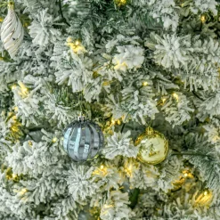 Store The Holiday Aisle 9' H Slender Green/White Flocked/Frosted Christmas Tree With 350 Led Lights