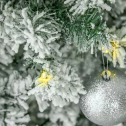 Store The Holiday Aisle 9' H Slender Green/White Flocked/Frosted Christmas Tree With 350 Led Lights