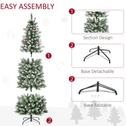 Clearance The Holiday Aisle 6' H Slender Green/White Flocked/Frosted Christmas Tree With 300 Led Lights