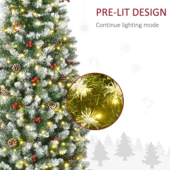 Clearance The Holiday Aisle 6' H Slender Green/White Flocked/Frosted Christmas Tree With 300 Led Lights