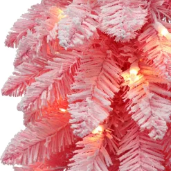 Cheap The Holiday Aisle 4' H Slender Pink Pine Flocked/Frosted Christmas Tree With 50 Lights