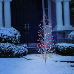 Best The Holiday Aisle 5' H Slender Silver Cedar Christmas Tree With 180 Led Lights