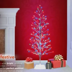 Best The Holiday Aisle 5' H Slender Silver Cedar Christmas Tree With 180 Led Lights