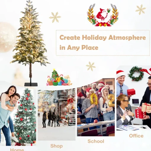 Best The Holiday Aisle 72" Regular(Full) Green/White Realistic Artificial Christmas Tree 250 Light