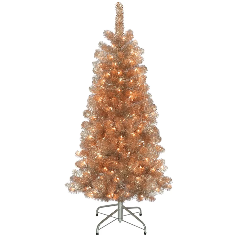 Discount The Holiday Aisle 4.5' Rose Gold Spruce Artificial Christmas Tree With 150 Clear/White Lights