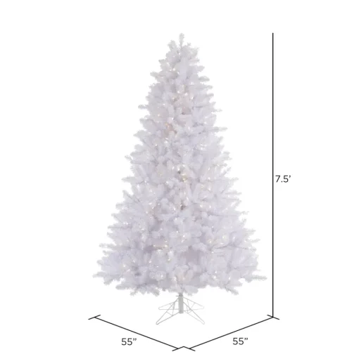 New Hashtag Home 7.5' White Pine Artificial Christmas Tree With 650 Led White Lights With Stand