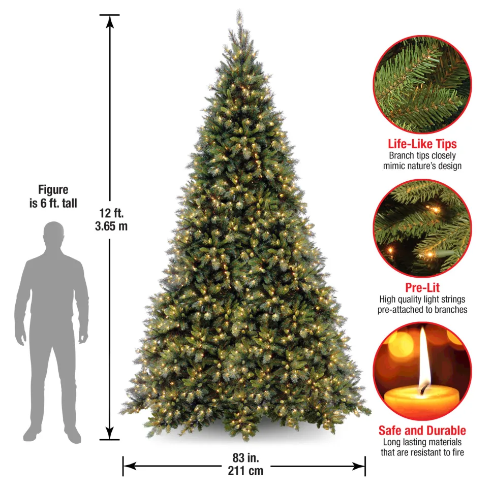 Outlet The Holiday Aisle Adrihana 12' Green Artificial Christmas Tree With 1400 Clear/White Lights
