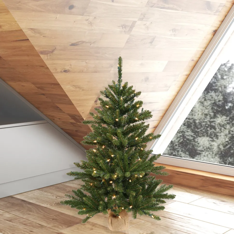 Sale The Holiday Aisle Anoka Pine 3' Green Pine Artificial Christmas Tree With 100 Clear/White Lights