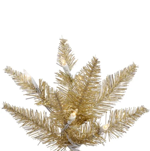 Discount The Holiday Aisle Champagne Tinsel Fir Slim Artificial Christmas Tree