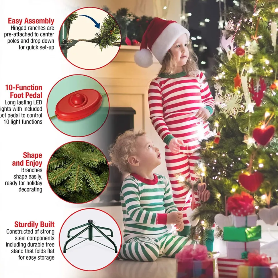 Discount Gracie Oaks Dunhill Fir 10' H Green Christmas Tree With 1200 Led Lights