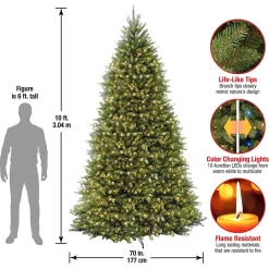 Discount Gracie Oaks Dunhill Fir 10' H Green Christmas Tree With 1200 Led Lights