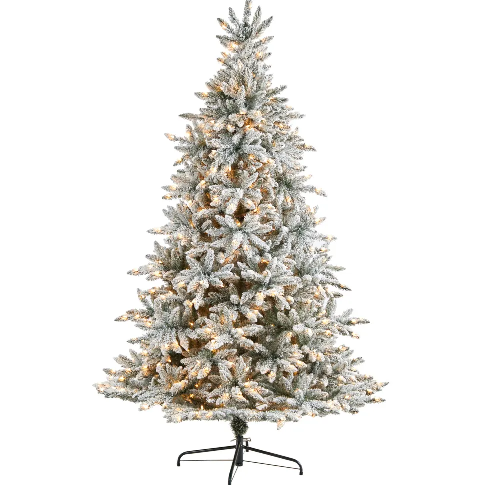 Best Sale The Holiday Aisle Flocked Spruce Artificial Christmas Tree With Clear Lights
