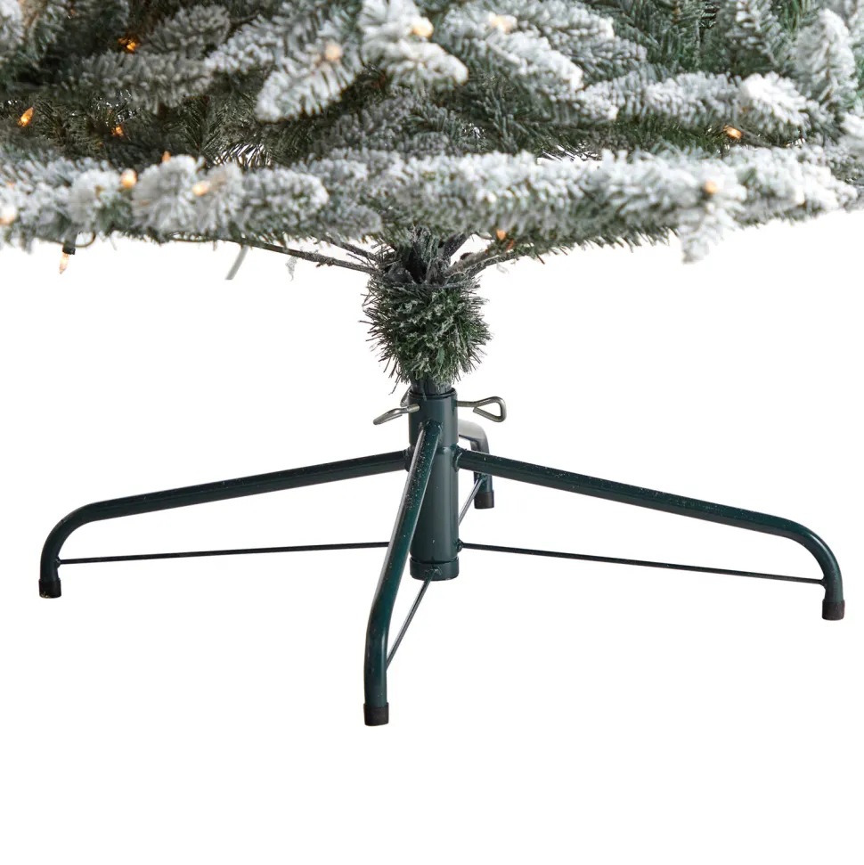 Best Sale The Holiday Aisle Flocked Spruce Artificial Christmas Tree With Clear Lights