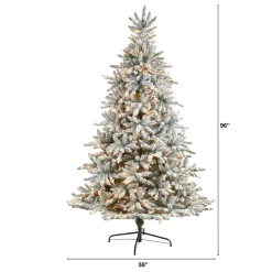 Best Sale The Holiday Aisle Flocked Spruce Artificial Christmas Tree With Clear Lights
