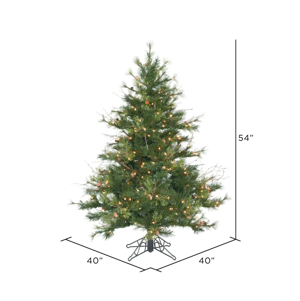 Sale Andover Mills Galarza 4.5' Green Pine Artificial Christmas Tree With 250 Dura-Lit Clear Lights With Stand