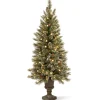 Best Sale Three Posts Glittery Bristle Green/White Artificial Pine Christmas Tree With 100 Lights