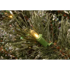Best Sale Three Posts Glittery Bristle Green/White Artificial Pine Christmas Tree With 100 Lights