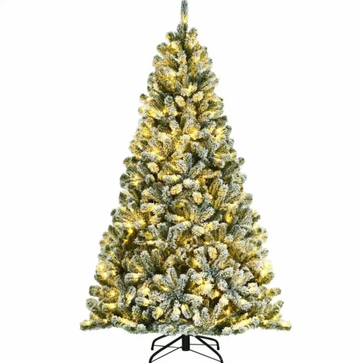 Online The Holiday Aisle Green And White Flocked/Frosted Christmas Tree With Led Lights