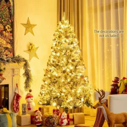 Online The Holiday Aisle Green And White Flocked/Frosted Christmas Tree With Led Lights