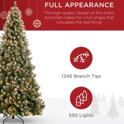 Best The Holiday Aisle Green Pine Artificial Christmas Tree With 250 Clear/White Lights