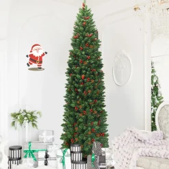 Cheap The Holiday Aisle Green Pine Cashmere Christmas Tree With 150 Led Lights And Pinecones