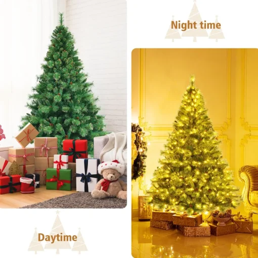 Cheap The Holiday Aisle Green Pine Christmas Tree With Led Lights And Pinecones